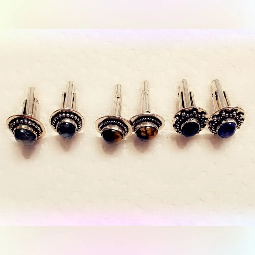 Sterling Silver Cufflinks, Stone Options